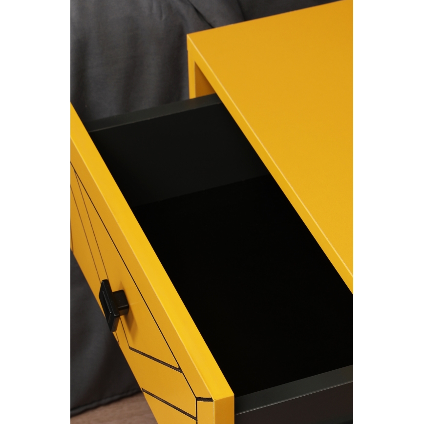 Table de chevet LUNA 55x50 cm jaune