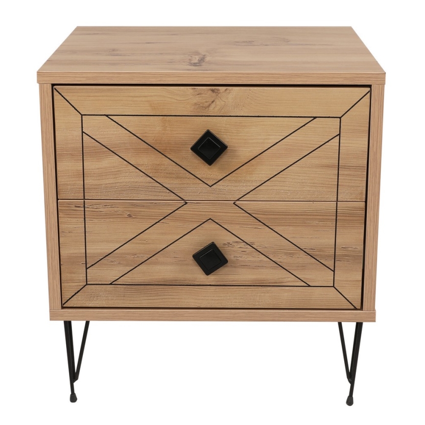 Table de chevet LUNA 55x50 cm marron/noir