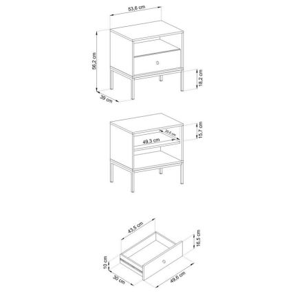 Table de chevet MONO 56x54 cm bleu