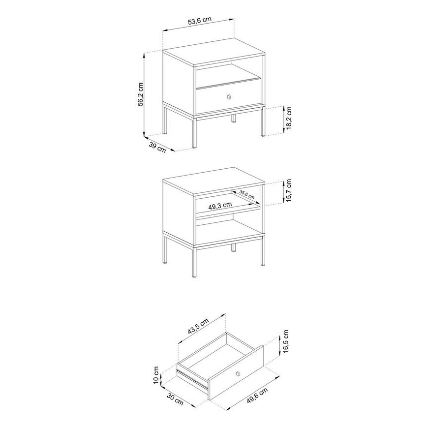 Table de chevet MONO 56x54 cm bleu
