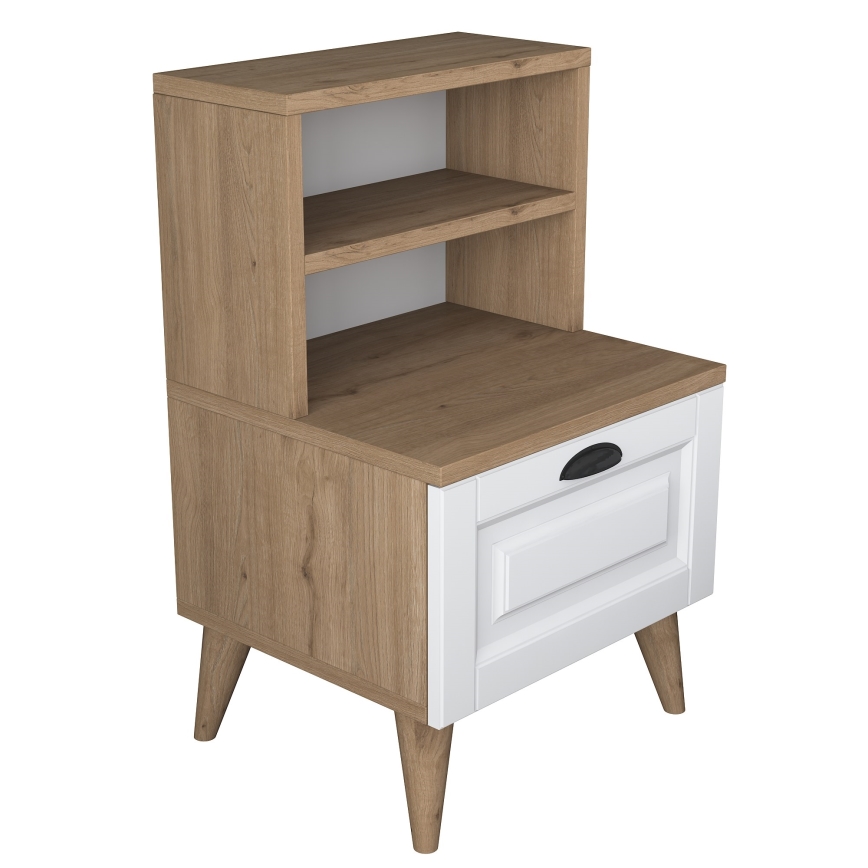 Table de chevet RANI 45x74,4 cm blanc/marron