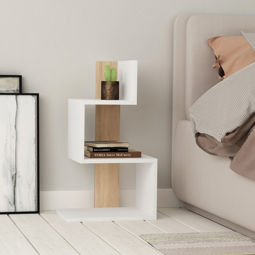 Table de chevet ROSIE 72x42 cm blanc/chêne