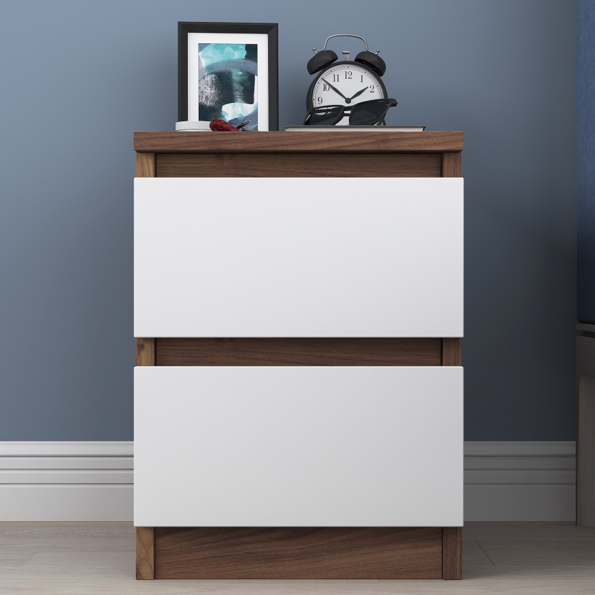 Table de chevet WALNUT 46,8x35 cm marron/blanc