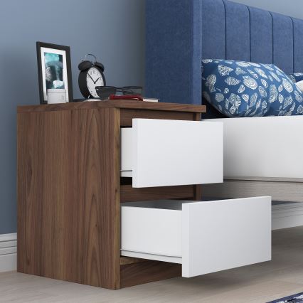 Table de chevet WALNUT 46,8x35 cm marron/blanc