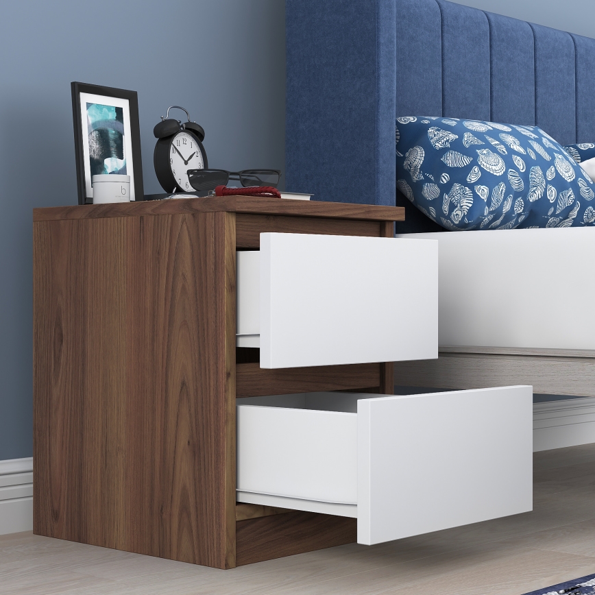 Table de chevet WALNUT 46,8x35 cm marron/blanc