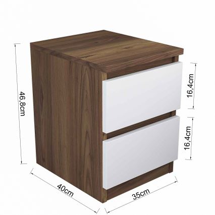Table de chevet WALNUT 46,8x35 cm marron/blanc
