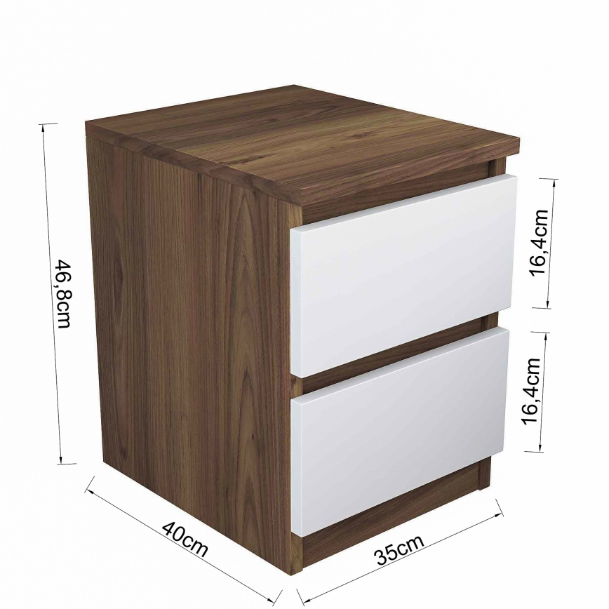 Table de chevet WALNUT 46,8x35 cm marron/blanc