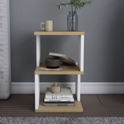 Table de chevet ZUNA chêne/blanc