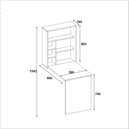 Table de travail avec une étagère SEDIR 154,2x90 cm blanche