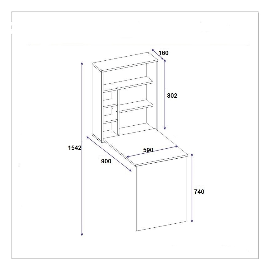 Table de travail avec une étagère SEDIR 154,2x90 cm blanche