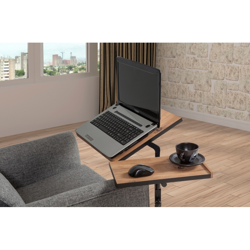 Table réglable GLEN 87x67 cm marron/noire
