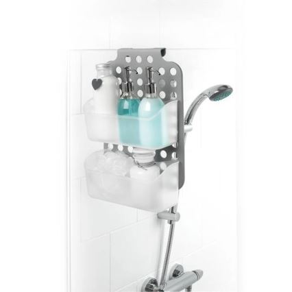 Tablette de douche suspendue à deux niveaux 12x35,5 cm gris/blanc