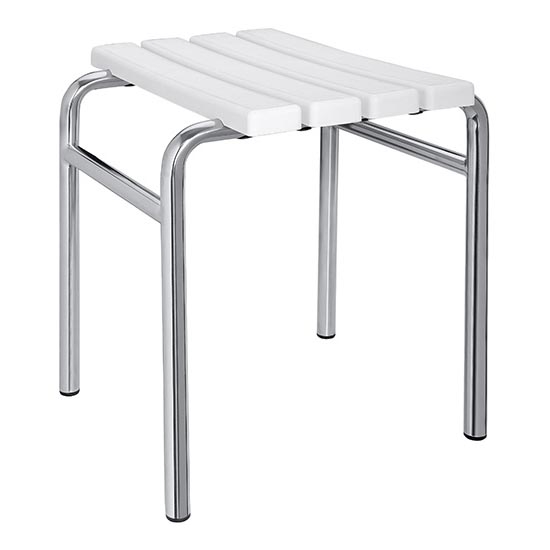 Tabouret 44x45 cm argenté/blanc