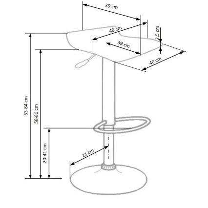 Tabouret de bar 84x40 cm noir/chrome brillant