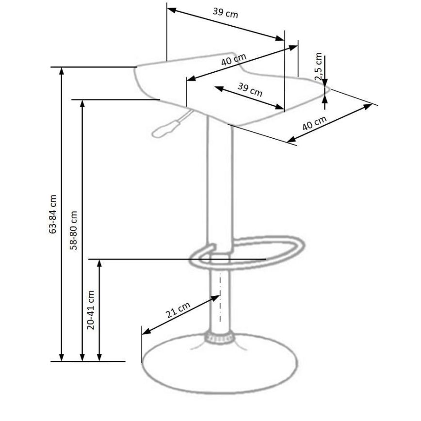 Tabouret de bar 84x40 cm noir/chrome brillant