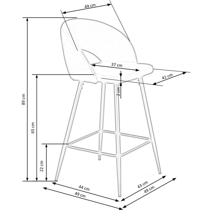 Tabouret de bar 89x49 cm gris/noir
