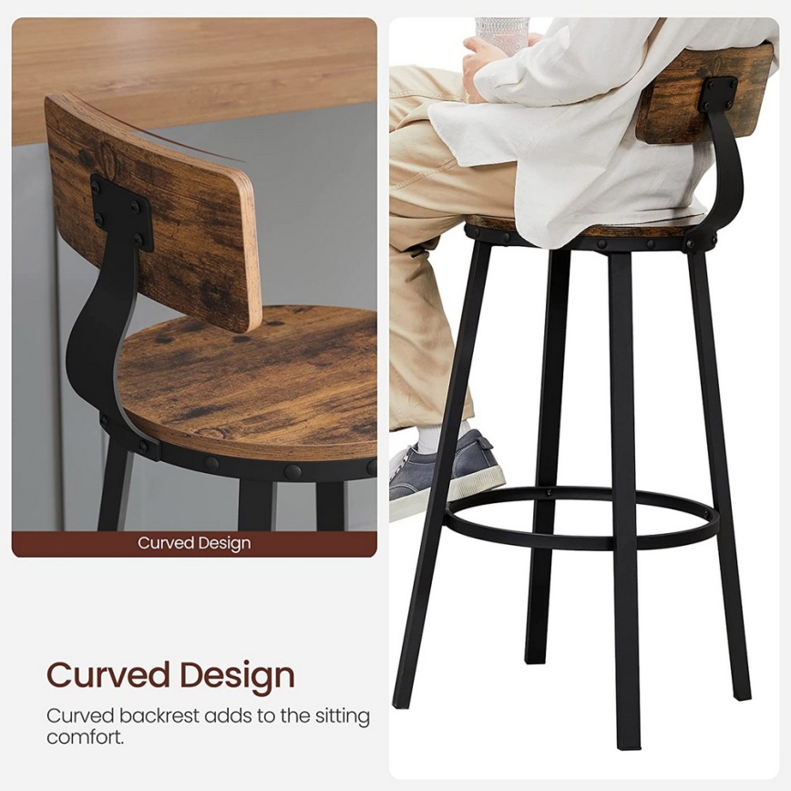 Tabouret de bar AVEN marron/noir