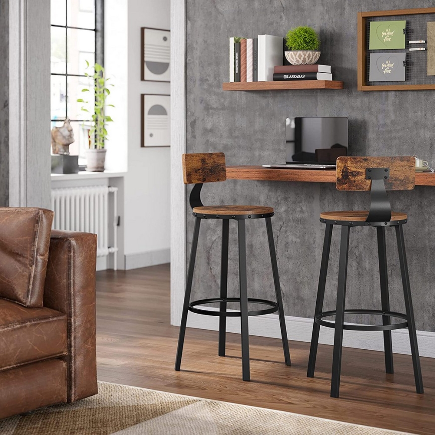 Tabouret de bar AVEN marron/noir