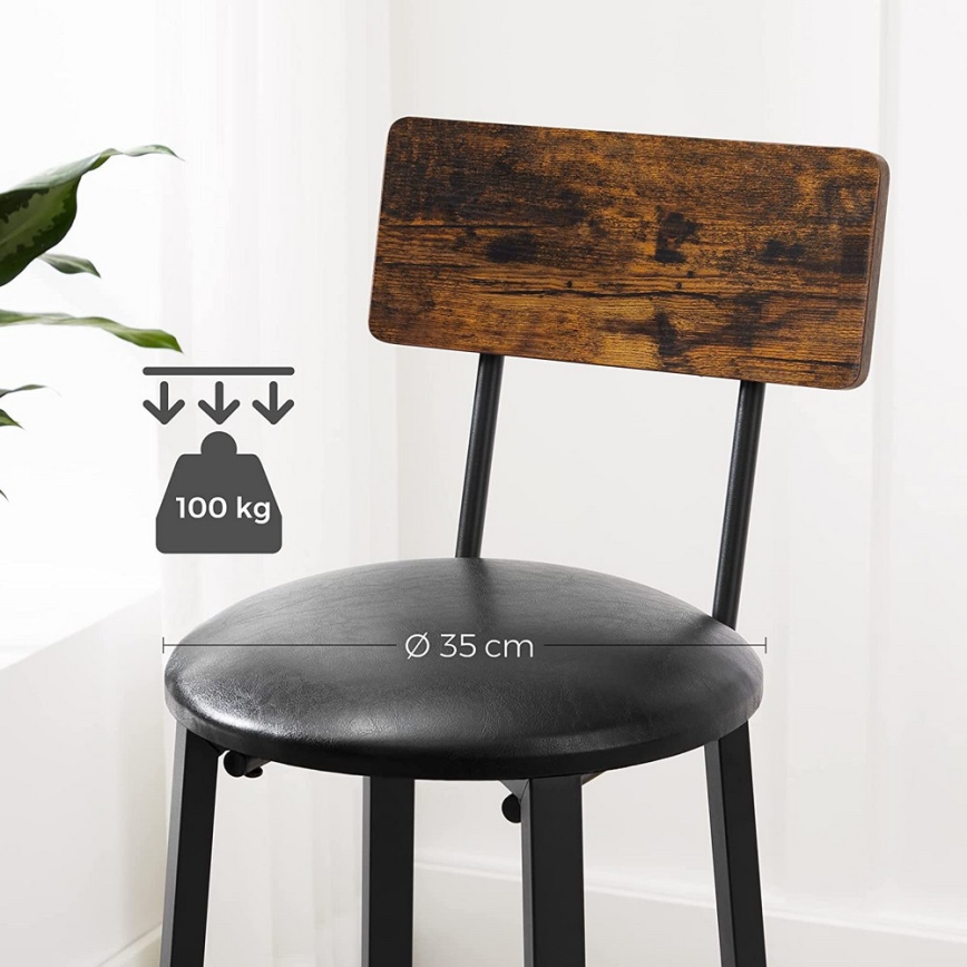 Tabouret de bar AVEN marron/noir