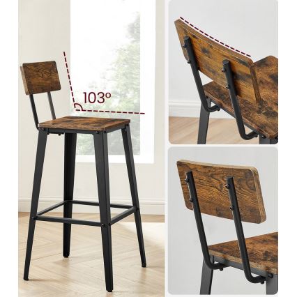 Tabouret de bar AVEN marron/noir