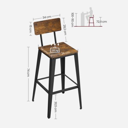Tabouret de bar AVEN marron/noir
