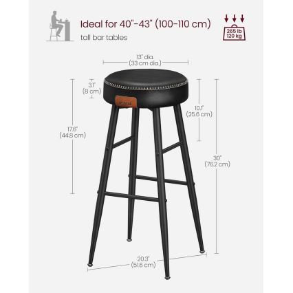 Tabouret de bar LIOR noir