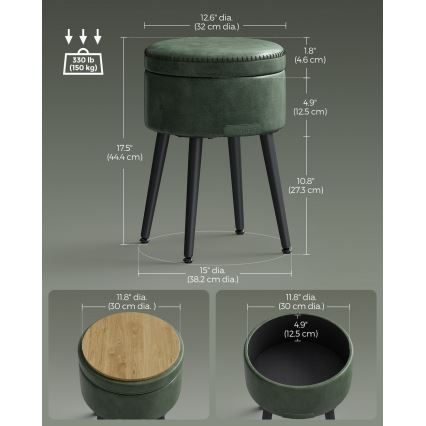 Tabouret en cuir CORE vert