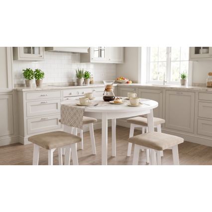 Tabouret LUBE 36x36 cm blanc/beige