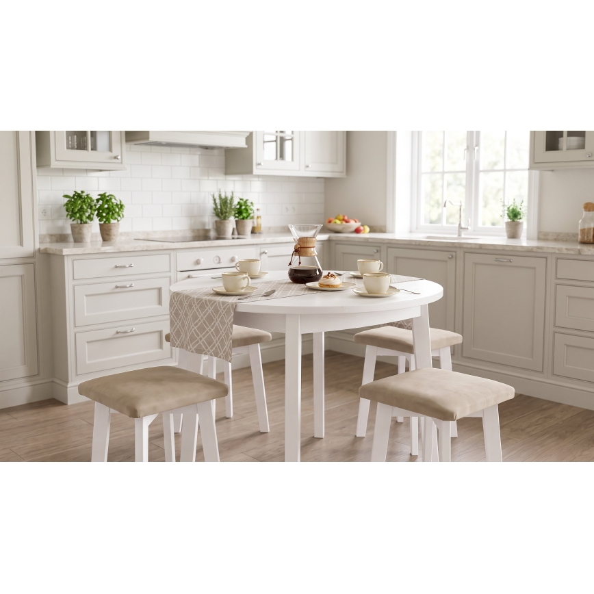 Tabouret LUBE 36x36 cm blanc/beige