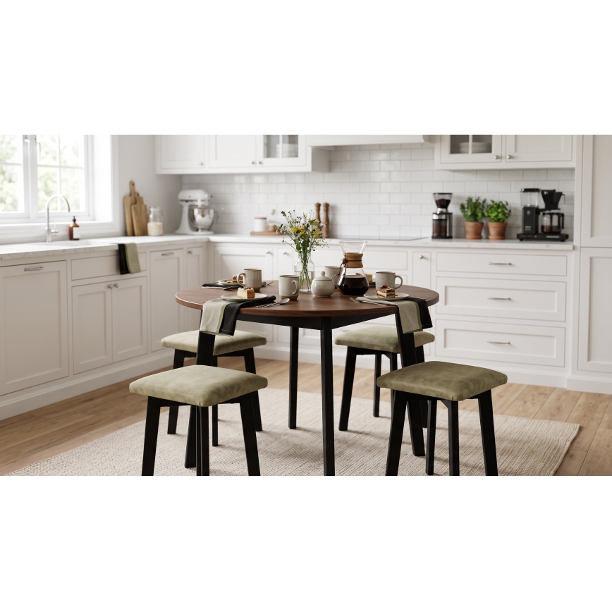 Tabouret LUBE 36x36 cm noir/vert