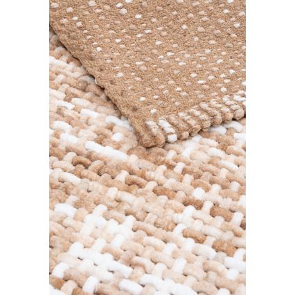Tapis de bain BELWEDER 60x100 cm beige/blanc