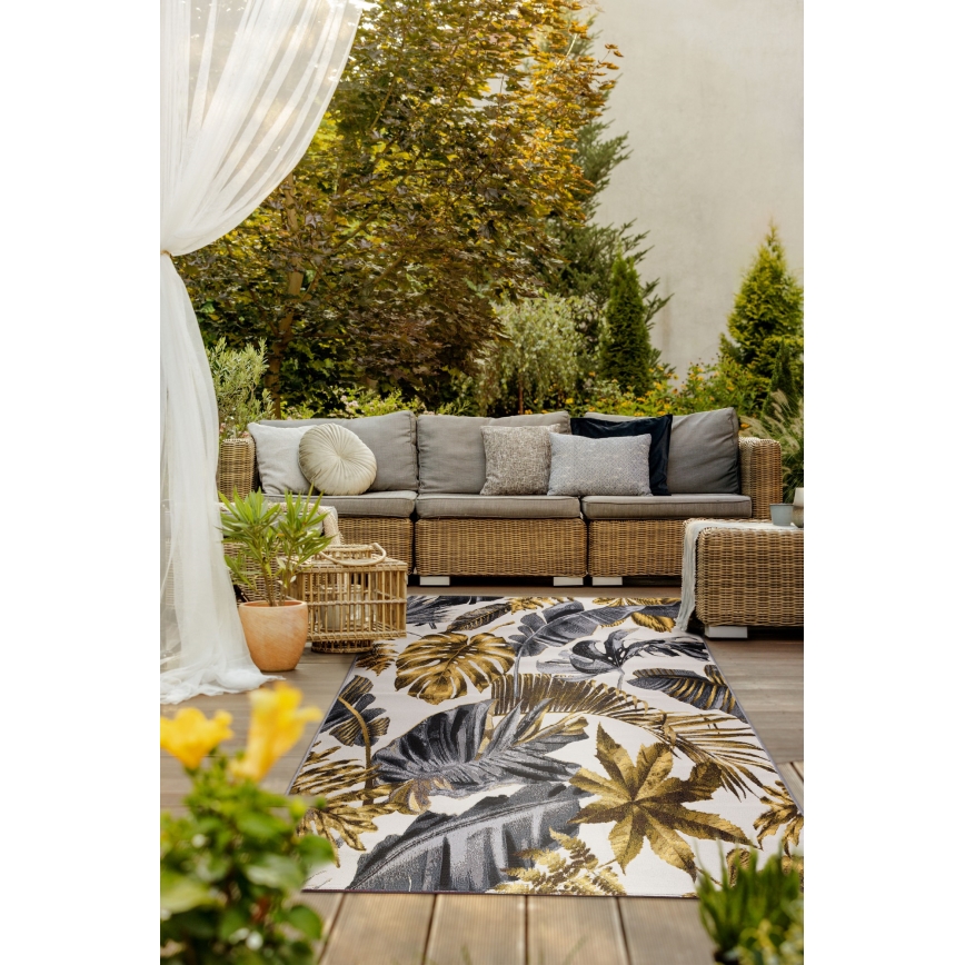 Tapis d'extérieur CAPPUCCINO 80x165 cm doré/gris/blanc