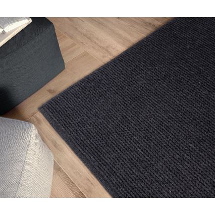 Tapis en laine naturelle FIR WOOL 70x140 cm 2600 g/m2 anthracite