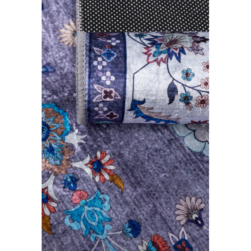 Tapis oriental antidérapant PRINT SHINE 70x140 cm bleu