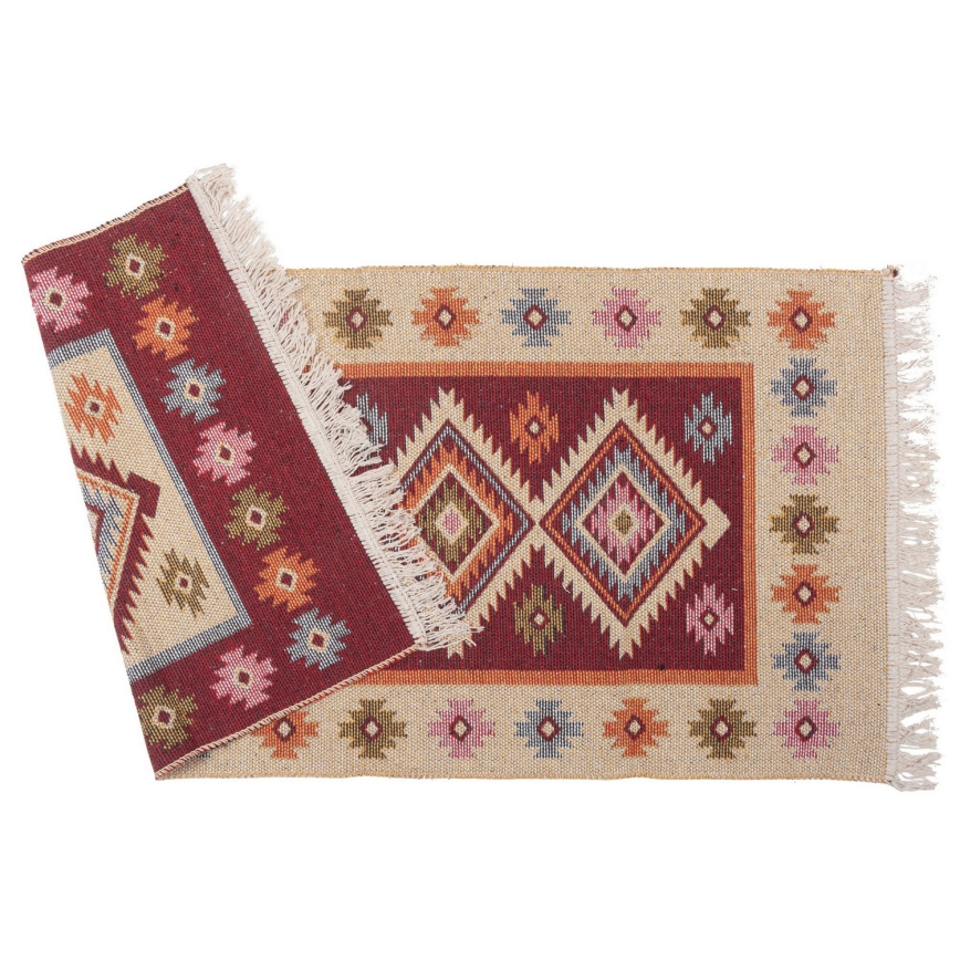 Tapis oriental réversible KILIM 80 x 150 cm rouge/beige