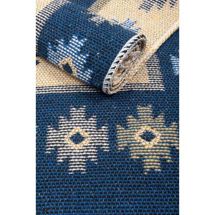 Tapis oriental réversible KILIM 80x150 cm bleu/beige