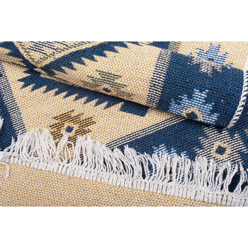Tapis oriental réversible KILIM 80x150 cm bleu/beige