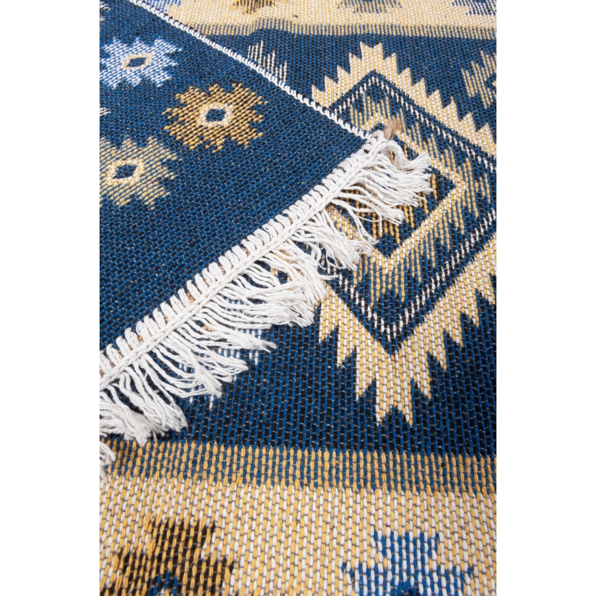 Tapis oriental réversible KILIM 80x150 cm bleu/beige