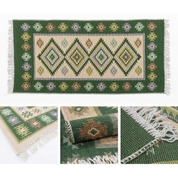 Tapis oriental réversible KILIM 80x150 cm vert/beige