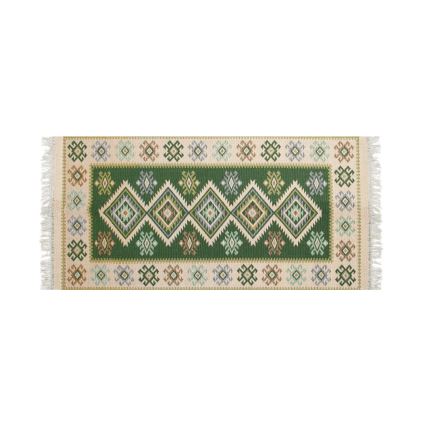Tapis oriental réversible KILIM 80x150 cm vert/beige