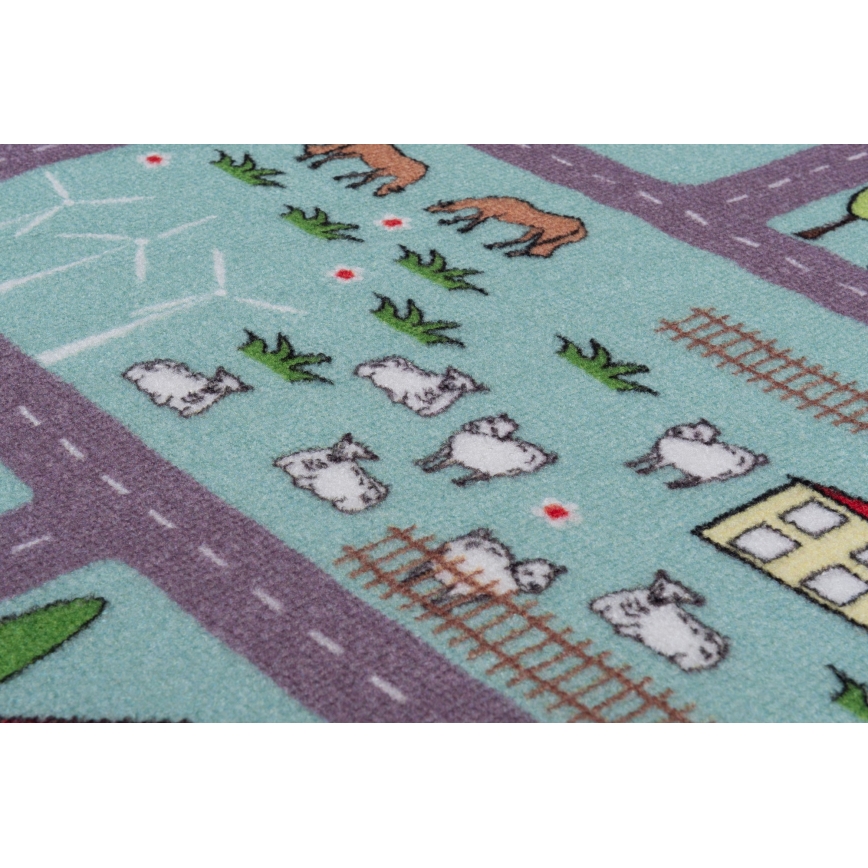 Tapis pour enfants STELLA STREETS 100 x 150 cm turquoise/ville