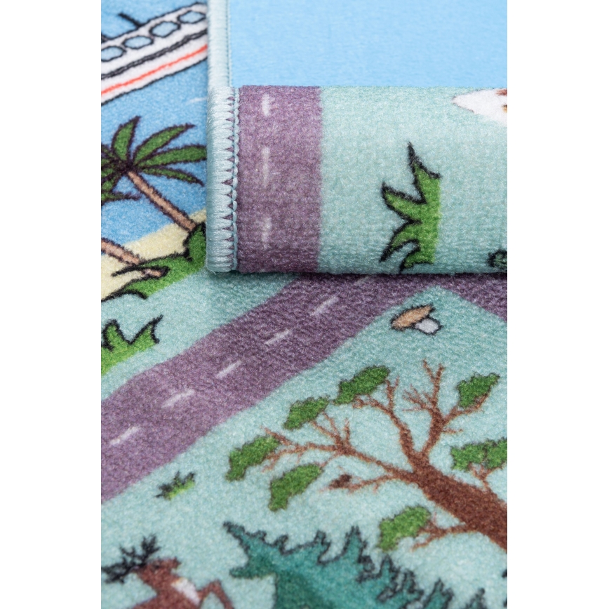 Tapis pour enfants STELLA STREETS 100 x 150 cm turquoise/ville