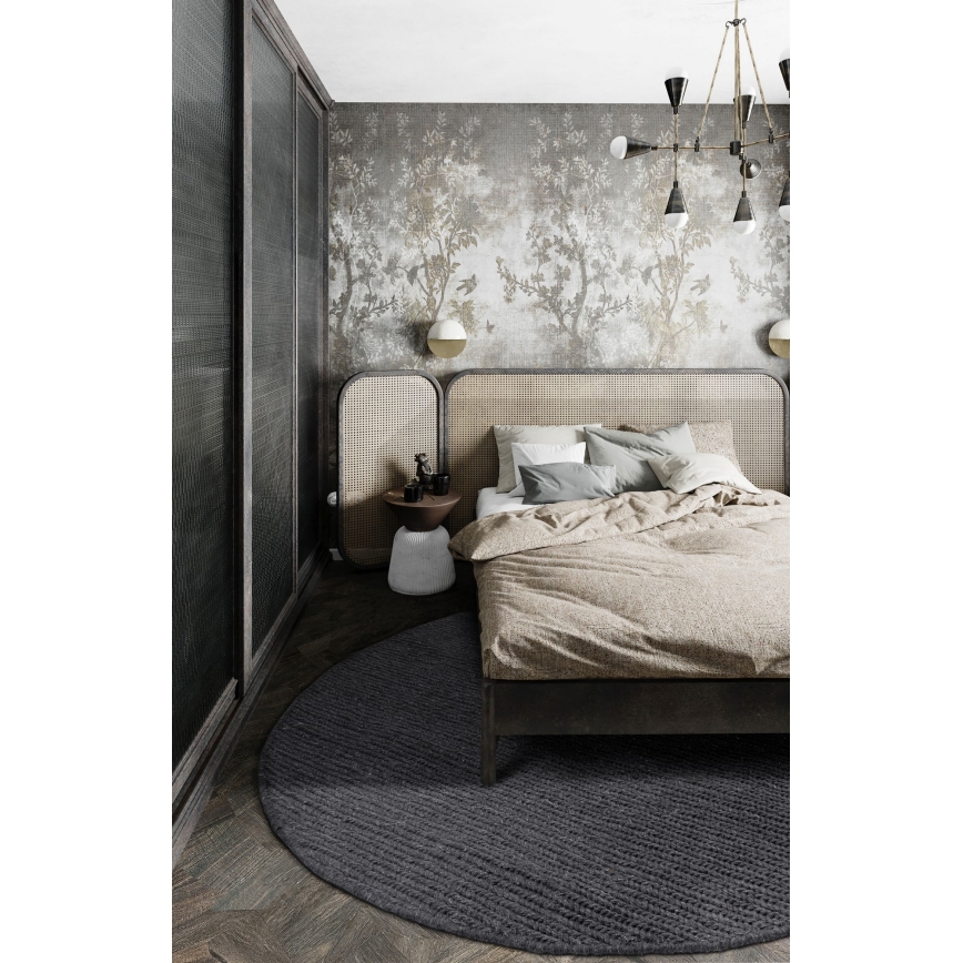 Tapis rond naturel FIR WOOL 160 cm 2600 g/m2 anthracite
