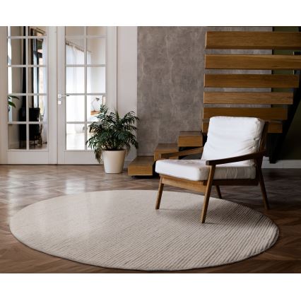 Tapis rond naturel FIR WOOL 160 cm 2600 g/m² crème