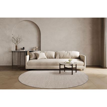 Tapis rond naturel FIR WOOL 160 cm 2600 g/m² crème