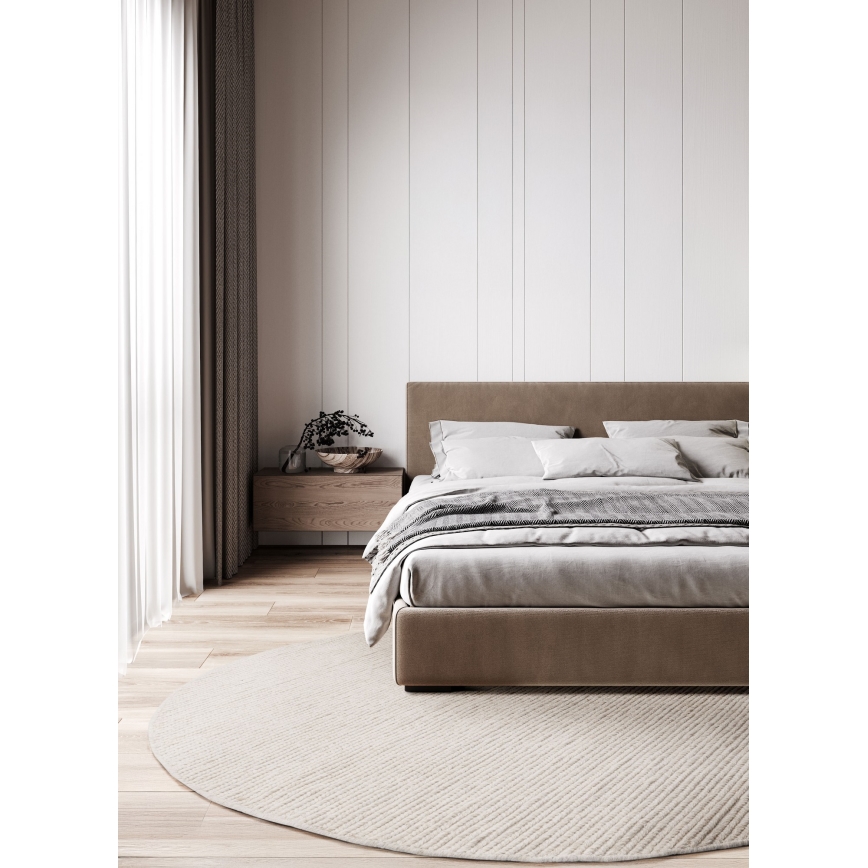 Tapis rond naturel FIR WOOL 160 cm 2600 g/m² crème