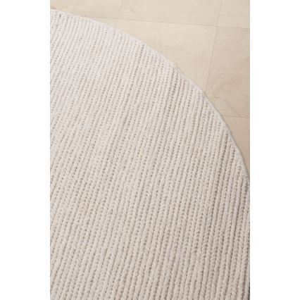 Tapis rond naturel FIR WOOL 160 cm 2600 g/m² crème