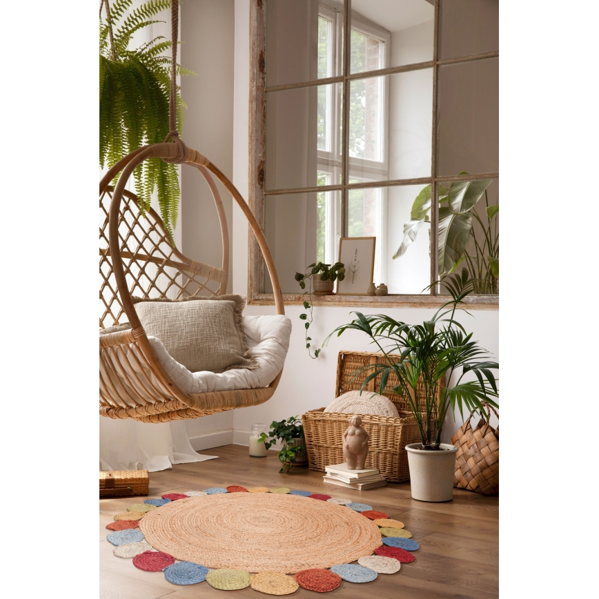 Tapis rond naturel JUTA 120 cm multicolore