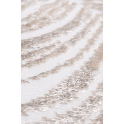 Tapis rond SALAMANCA 100 cm beige/blanc à motif de feuilles