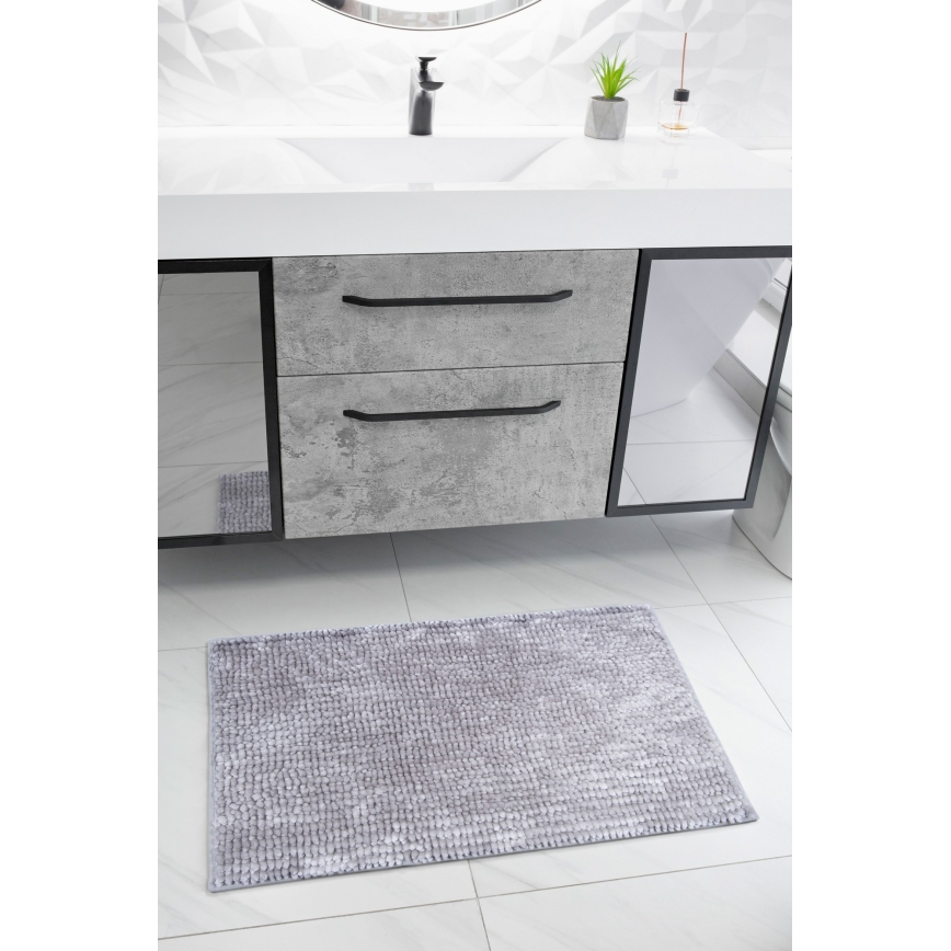 Tappetino da bagno antiscivolo CHENILLE 50x80 cm grigio chiaro